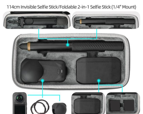 For Insta360 X6 Sunnylife Portable Carrying Protective Bag Essentials Bundle Case, Essentials Bundle Bag