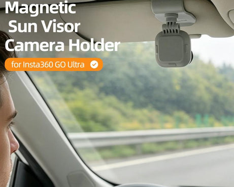For Insta360 GO Ultra Sunnylife Magnetic Car Sun Visor Mount Action Camera Holder 360 Rotating 180 Tilt Sun Visor Holder