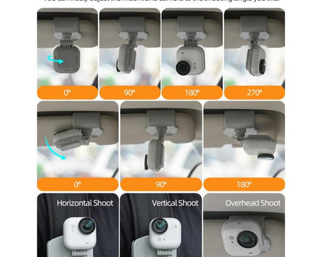 For Insta360 GO Ultra Sunnylife Magnetic Car Sun Visor Mount Action Camera Holder 360 Rotating 180 Tilt Sun Visor Holder