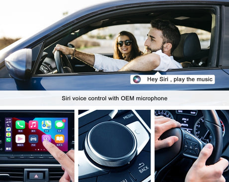 USB + USB-C / Type-C Wired to Wireless Carplay Adapter for iPhone, White Rectangle