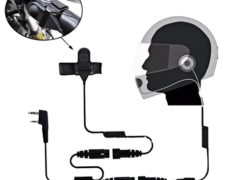 2 Pin PTT Adjustable Volume Motorcycle Helmet Headset Microphone for BAOFENG Radio Walkie Talkie