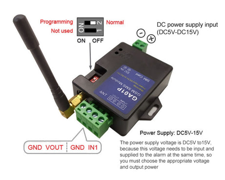 GA01P Mini Smart Power-off 2G GSM SMS Phone Alarm Module, GA01P