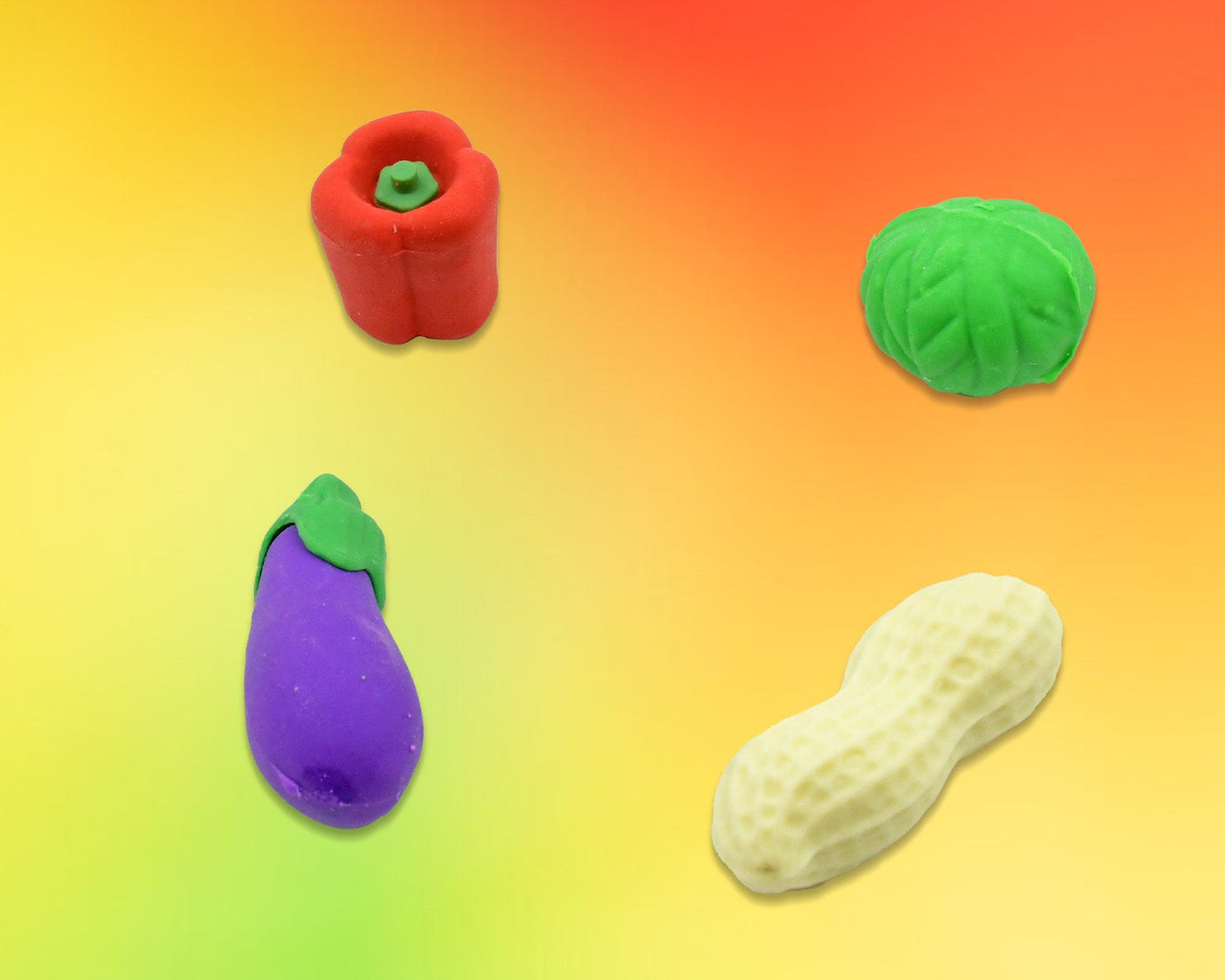 Mini Cute Vegetable & Fruit Erasers (4 Pc): Pencil Rubbers for Kids