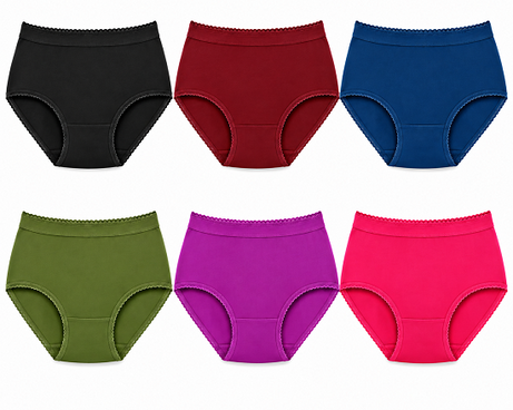 Women’s Outer Elastic Cotton Panties Pack of 6 | 100% Combed Cotton Full Coverage Briefs for Women | Soft Breathable Ladies Underwear | Stretchable OE Waistband | Plain Daily Wear Panties