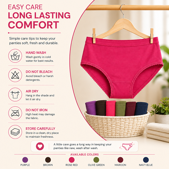 Women’s Outer Elastic Cotton Panties Pack of 6 | 100% Combed Cotton Full Coverage Briefs for Women | Soft Breathable Ladies Underwear | Stretchable OE Waistband | Plain Daily Wear Panties