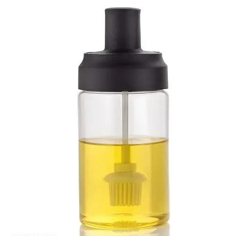 Plastic 300ml Seasoning Container Oil | Honey Dispenser Bottle Kitchen Castor Stainless Steel Seasoning Bottle Kitchen Product (Oil Brush) Pack of 1