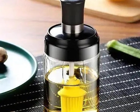 Plastic 300ml Seasoning Container Oil | Honey Dispenser Bottle Kitchen Castor Stainless Steel Seasoning Bottle Kitchen Product (Oil Brush) Pack of 1