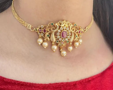 High-Quality Indian Wedding Jewellery Set: Choker, Necklace, Maangalyam/Murukku, South Indian and Maharashtrian Styles for Women and Girls