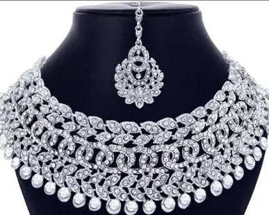 Rhodium Plated Jewellery Set White Austrian Diamond