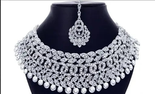 Rhodium Plated Jewellery Set White Austrian Diamond