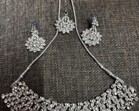 Rhodium Plated Jewellery Set White Austrian Diamond