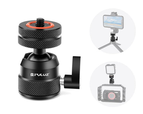 PULUZ Multifunctional Aluminum Alloy Mini Ball Head Tripod Mount Adapter, Cold Shoe & 1/4 Screw Dual-Use