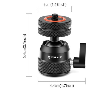 PULUZ Multifunctional Aluminum Alloy Mini Ball Head Tripod Mount Adapter, Cold Shoe & 1/4 Screw Dual-Use