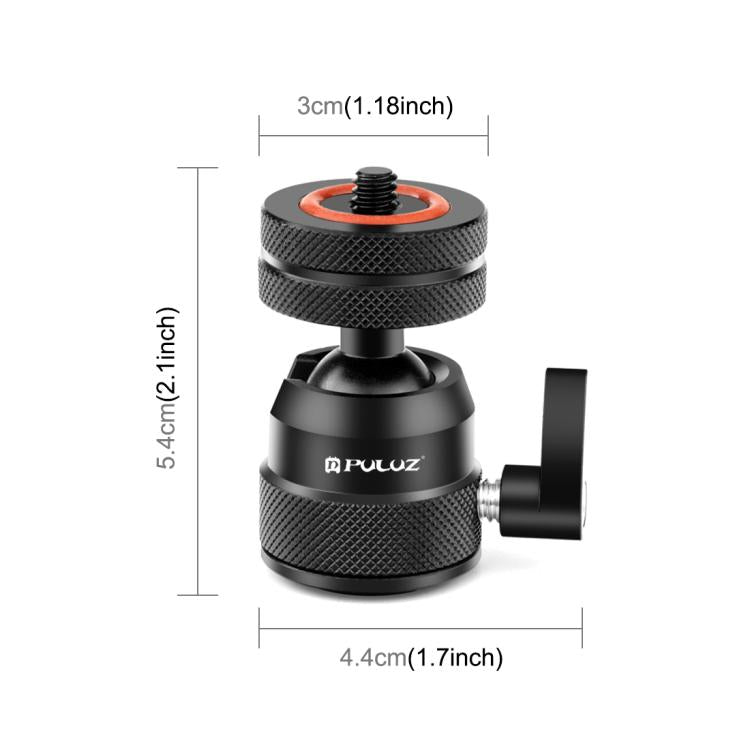 PULUZ Multifunctional Aluminum Alloy Mini Ball Head Tripod Mount Adapter, Cold Shoe & 1/4 Screw Dual-Use