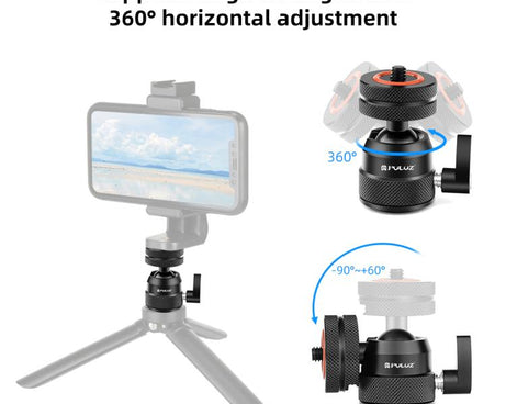 PULUZ Multifunctional Aluminum Alloy Mini Ball Head Tripod Mount Adapter, Cold Shoe & 1/4 Screw Dual-Use