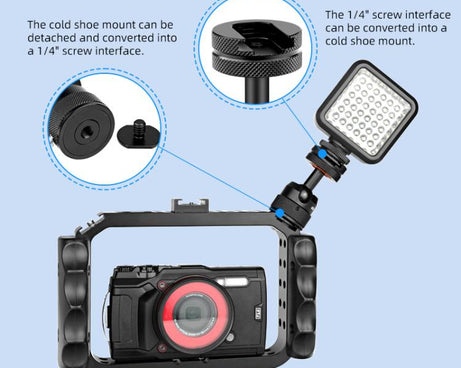 PULUZ Multifunctional Aluminum Alloy Mini Ball Head Tripod Mount Adapter, Cold Shoe & 1/4 Screw Dual-Use