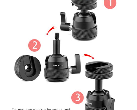 PULUZ Multifunctional Aluminum Alloy Mini Ball Head Tripod Mount Adapter, Cold Shoe & 1/4 Screw Dual-Use
