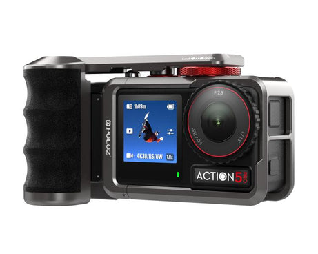 For DJI Osmo Action 5 Pro / 4 / 3 PULUZ Metal Camera Cage Expansion Adapter with Handle Grip