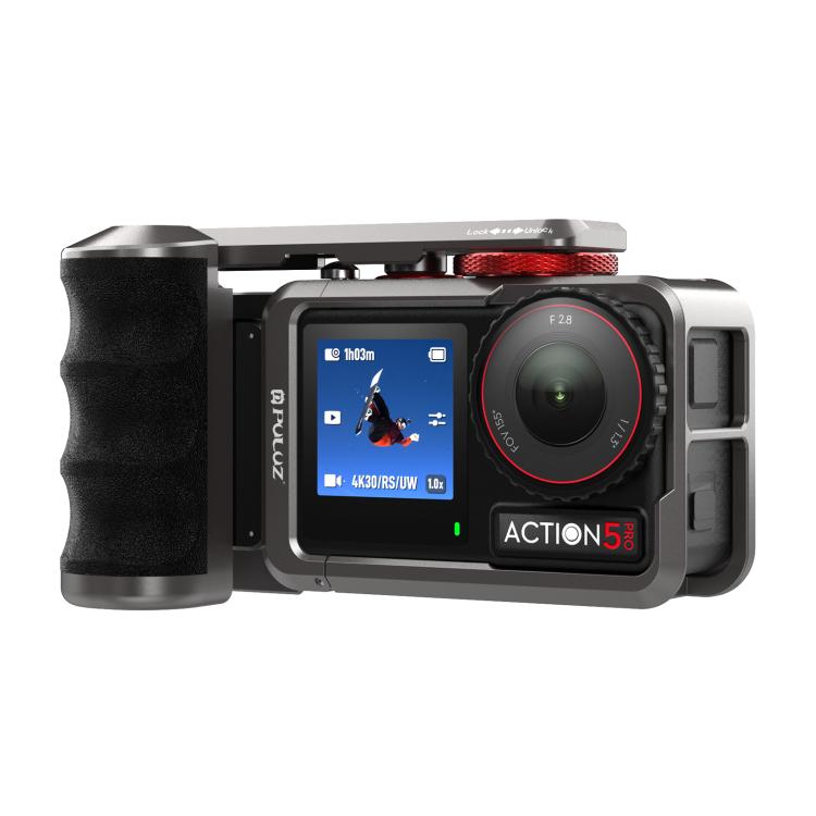 For DJI Osmo Action 5 Pro / 4 / 3 PULUZ Metal Camera Cage Expansion Adapter with Handle Grip