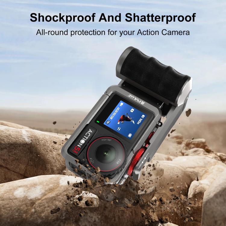 For DJI Osmo Action 5 Pro / 4 / 3 PULUZ Metal Camera Cage Expansion Adapter with Handle Grip