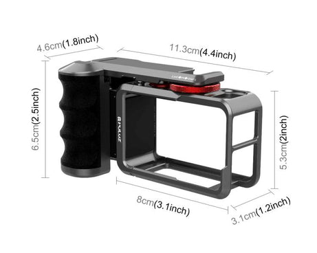 For DJI Osmo Action 5 Pro / 4 / 3 PULUZ Metal Camera Cage Expansion Adapter with Handle Grip