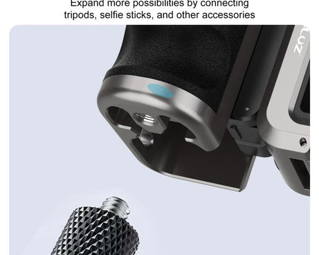 For DJI Osmo Action 5 Pro / 4 / 3 PULUZ Metal Camera Cage Expansion Adapter with Handle Grip