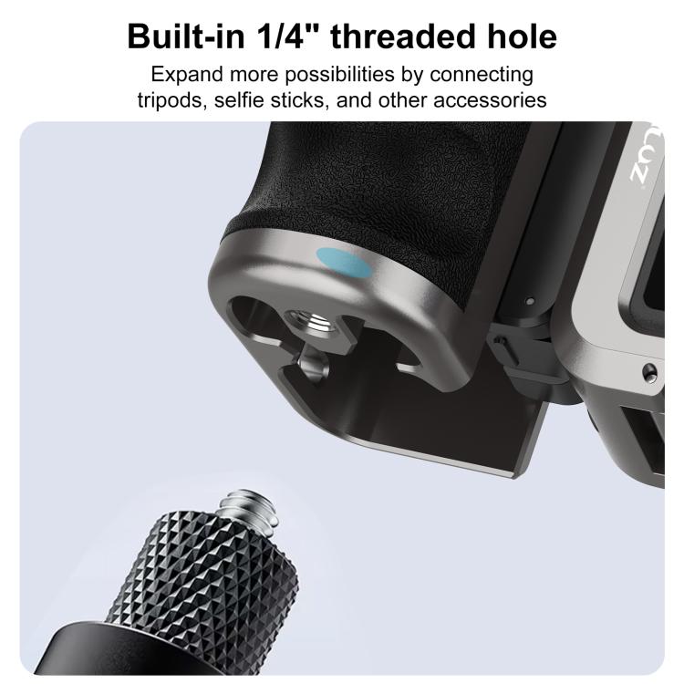 For DJI Osmo Action 5 Pro / 4 / 3 PULUZ Metal Camera Cage Expansion Adapter with Handle Grip