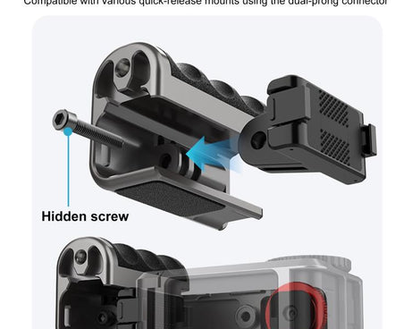 For DJI Osmo Action 5 Pro / 4 / 3 PULUZ Metal Camera Cage Expansion Adapter with Handle Grip