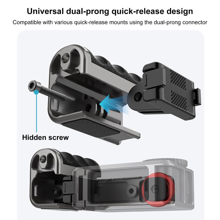 For DJI Osmo Action 5 Pro / 4 / 3 PULUZ Metal Camera Cage Expansion Adapter with Handle Grip