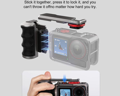 For DJI Osmo Action 5 Pro / 4 / 3 PULUZ Metal Camera Cage Expansion Adapter with Handle Grip