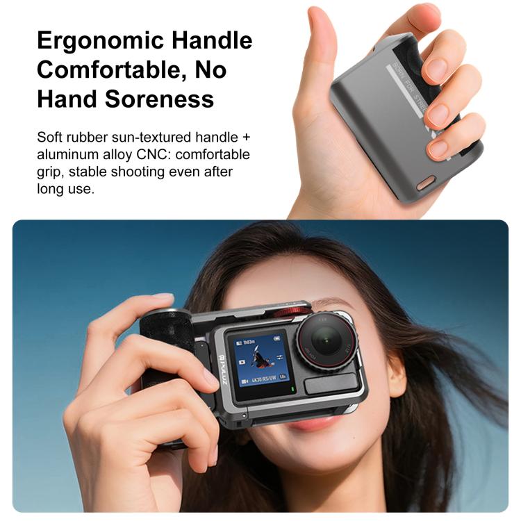 For DJI Osmo Action 5 Pro / 4 / 3 PULUZ Metal Camera Cage Expansion Adapter with Handle Grip