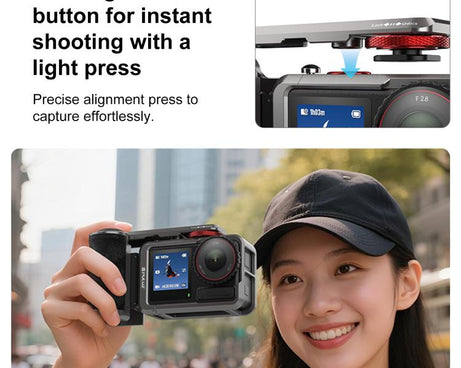 For DJI Osmo Action 5 Pro / 4 / 3 PULUZ Metal Camera Cage Expansion Adapter with Handle Grip