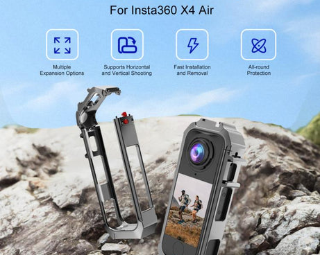 For Insta360 X4 Air PULUZ Metal Protective Cage Rig Housing Frame with Expand Cold Shoe Base