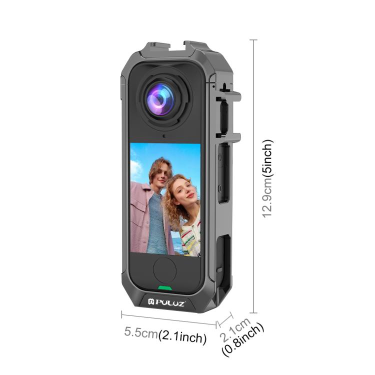 For Insta360 X4 Air PULUZ Metal Protective Cage Rig Housing Frame with Expand Cold Shoe Base