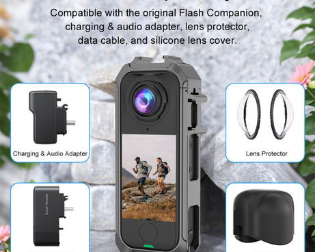 For Insta360 X4 Air PULUZ Metal Protective Cage Rig Housing Frame with Expand Cold Shoe Base