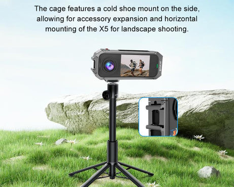 For Insta360 X4 Air PULUZ Metal Protective Cage Rig Housing Frame with Expand Cold Shoe Base