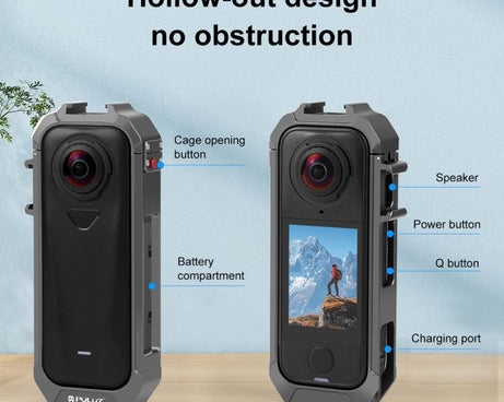 For Insta360 X4 Air PULUZ Metal Protective Cage Rig Housing Frame with Expand Cold Shoe Base, For Insta360 X4 Air