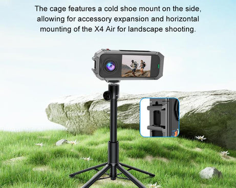 For Insta360 X4 Air PULUZ Metal Protective Cage Rig Housing Frame with Expand Cold Shoe Base, For Insta360 X4 Air