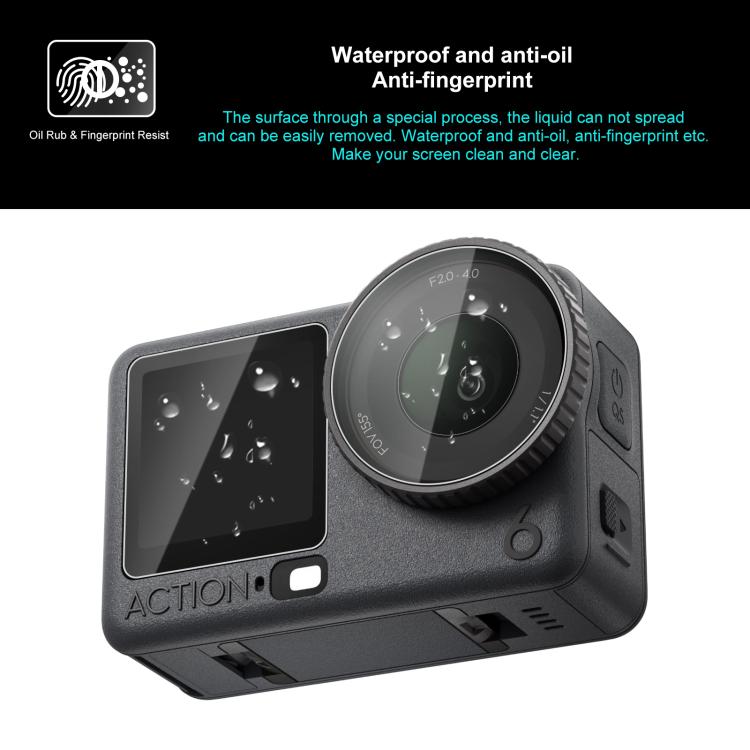 For DJI Osmo Action 6 / 6 Pro PULUZ Lens + Front and Back Screen Tempered Glass Film