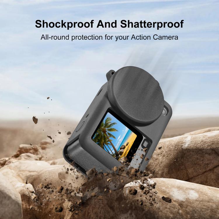 For DJI Osmo Action 6 PULUZ Silicone Protective Cover with Wrist Strap & Lens Cap, Silicone Protective Cover