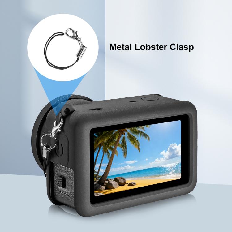 For DJI Osmo Action 6 PULUZ Silicone Protective Cover with Wrist Strap & Lens Cap, Silicone Protective Cover