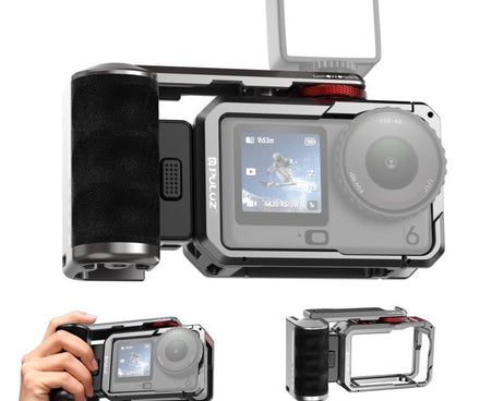 For DJI Osmo Action 6 PULUZ Metal Camera Cage Expansion Adapter with Handle Grip, For DJI Osmo Action 6