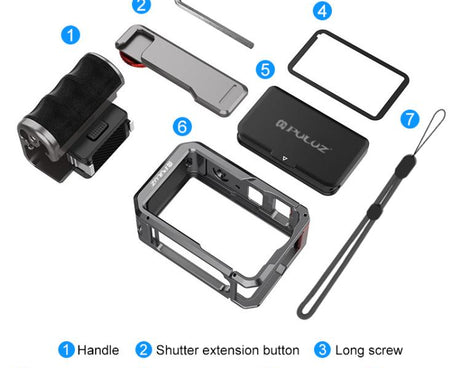 For DJI Osmo Action 6 PULUZ Metal Camera Cage Expansion Adapter with Handle Grip, For DJI Osmo Action 6