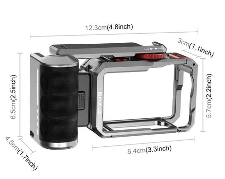 For DJI Osmo Action 6 PULUZ Metal Camera Cage Expansion Adapter with Handle Grip, For DJI Osmo Action 6