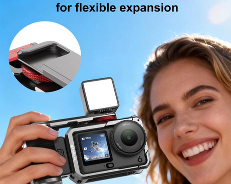For DJI Osmo Action 6 PULUZ Metal Camera Cage Expansion Adapter with Handle Grip, For DJI Osmo Action 6
