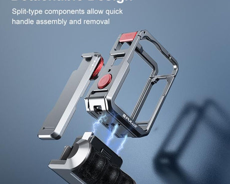 For DJI Osmo Action 6 PULUZ Metal Camera Cage Expansion Adapter with Handle Grip, For DJI Osmo Action 6