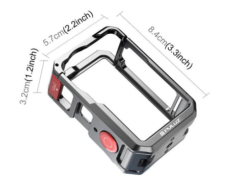 For DJI Osmo Action 6 PULUZ Metal Dual-Opening Camera Cage Expandable Frame with Silicone Lens Cap