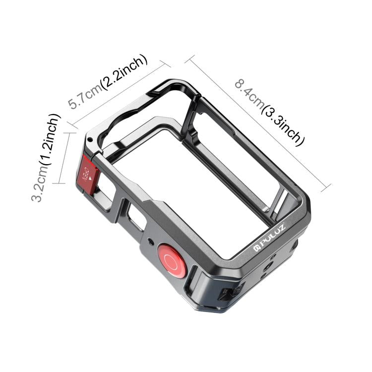 For DJI Osmo Action 6 PULUZ Metal Dual-Opening Camera Cage Expandable Frame with Silicone Lens Cap