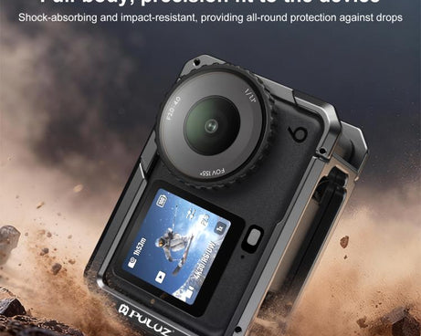For DJI Osmo Action 6 PULUZ Metal Dual-Opening Camera Cage Expandable Frame with Silicone Lens Cap
