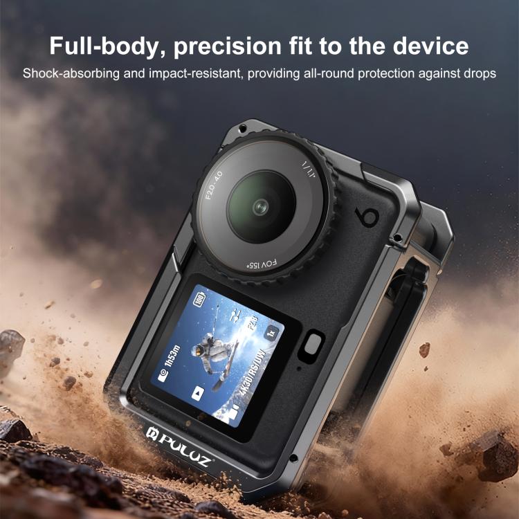 For DJI Osmo Action 6 PULUZ Metal Dual-Opening Camera Cage Expandable Frame with Silicone Lens Cap